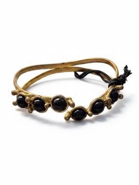 From St Xavier Teri Black Onyx 18K Gold Plated Cuff Bracelet NWT